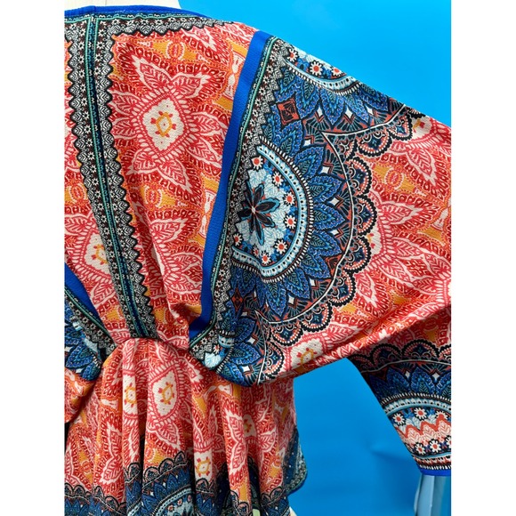 Anthro Flying Tomato Boho Paisley Mandala Kimono Sleeve Peplum Blouse XS - Picture 6 of 8